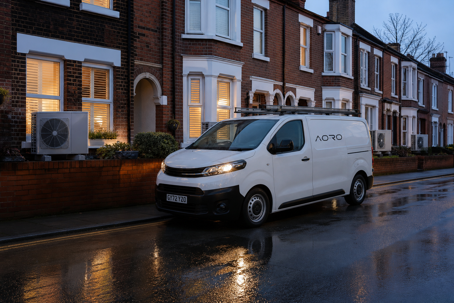 UK home with AORO air source heat pump installation
